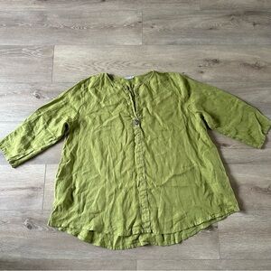 Cotton Lani 100% Tunic Top Lime Green Made In USA 2X